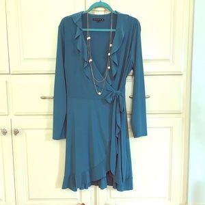 Teal wrap dress
